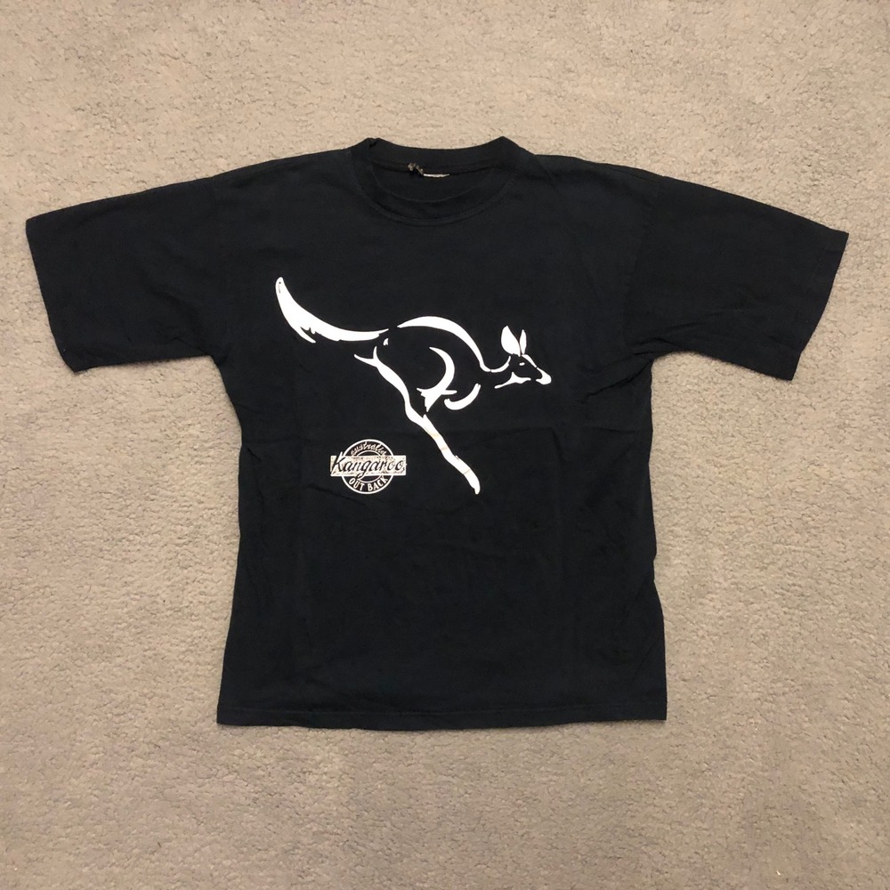 Vintage Australia Kangaroo Outback Graphic T-Shirt Black Mens Large Down Under